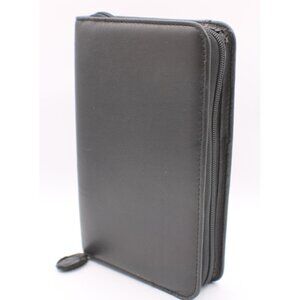 Black Leather Day-Timer Planner Organizer 6 Ring Binder Zipper Closure Inserts